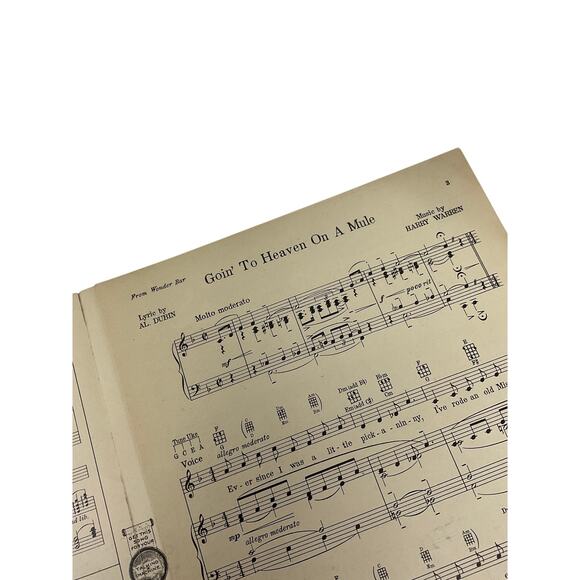 Goin To Heaven On A Mule Sheet Music Wonder Bar Al Dubin Harry Warren - Picture 3 of 5